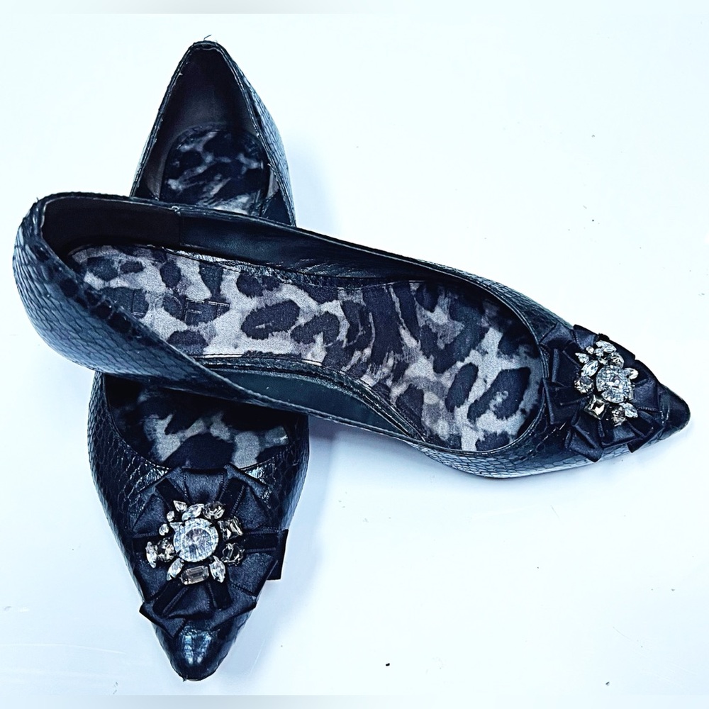 LOFT - Black Flat shoe with Bling on the toes